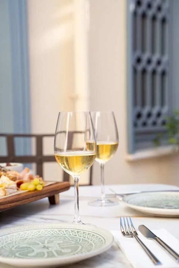 Two glasses of white wine
