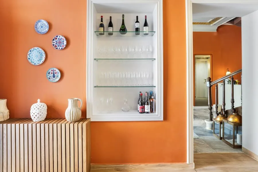 The wine bar shelves