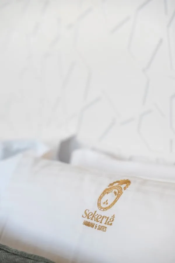 An embroidered monogram on the linen
