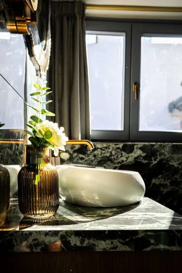 A basin beside the window