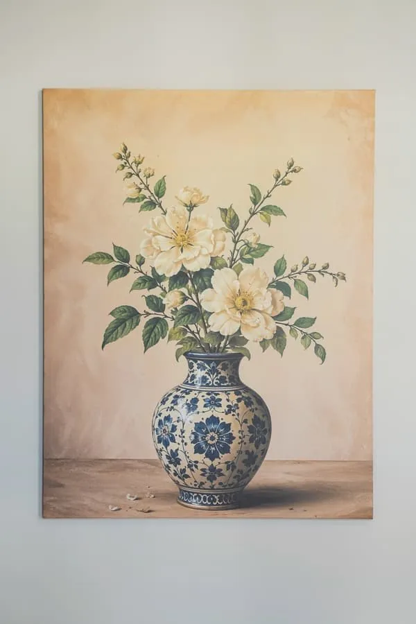 A framed flower painting