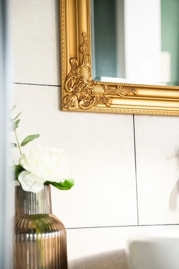 A mirror and a vase