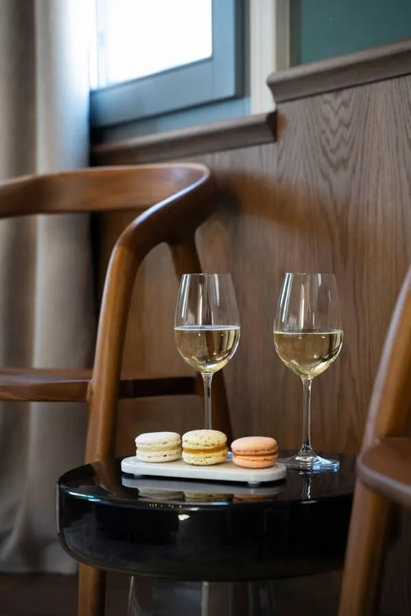 A welcome of wine and sweets