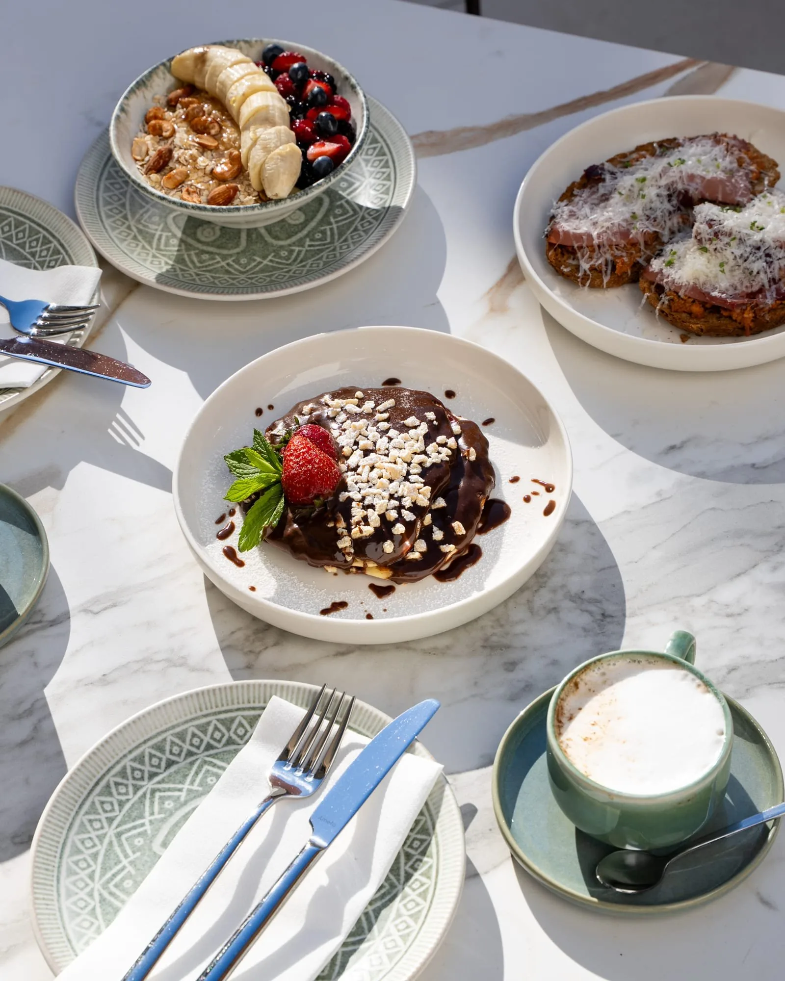 Brunch on a marble table